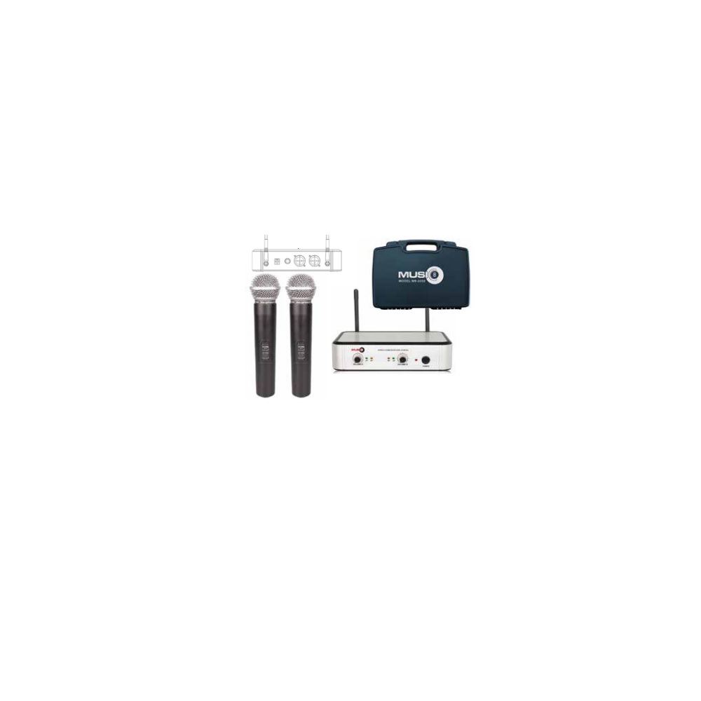 Professional Wireless Microphone System (2 Wireless Handmic)