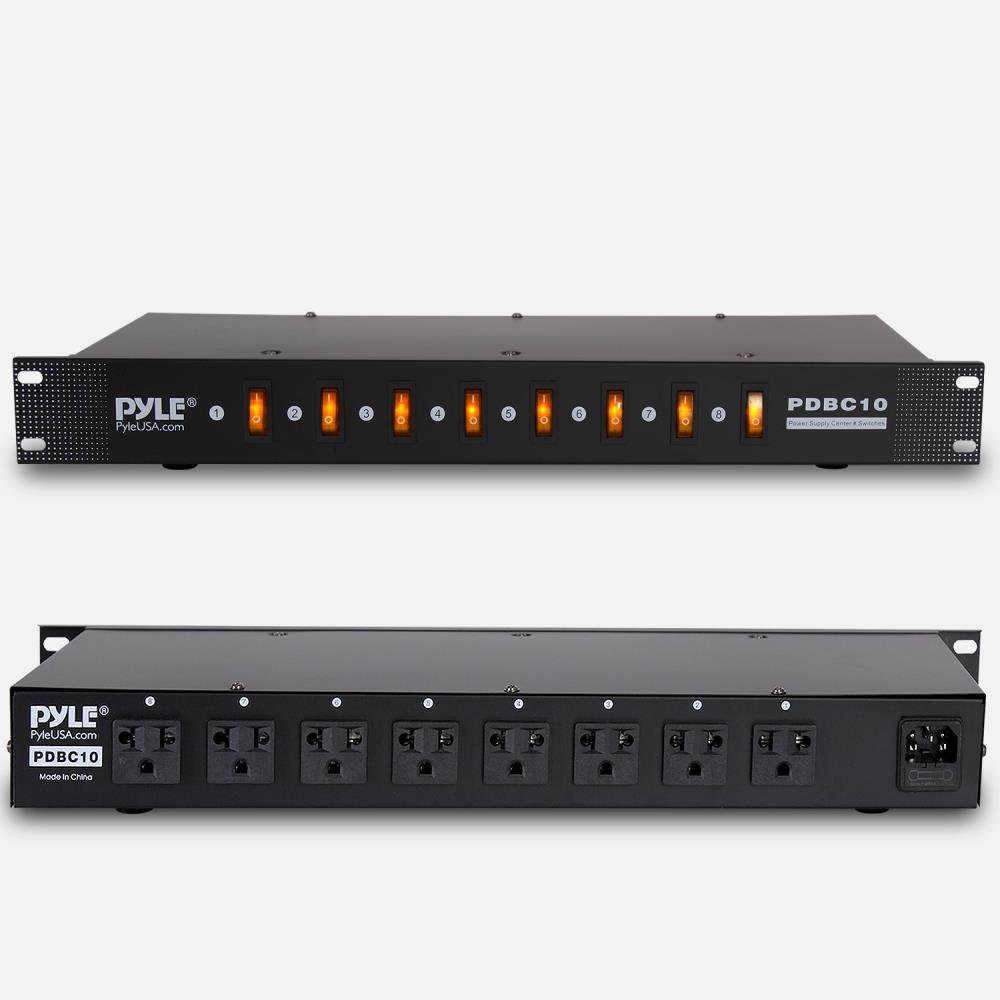 8 Outlet Rack Mount Power Supply Center with Each Outlet Switch Power