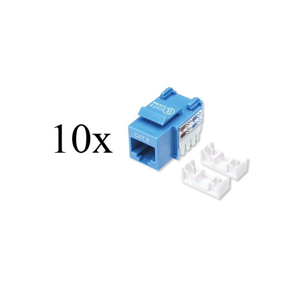 Paquet de 10 - Fiche Keystone Cat6 - Bleue