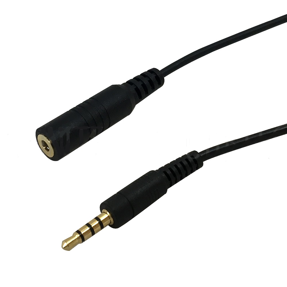 10ft 3.5mm 4C male to female 28AWG - Black