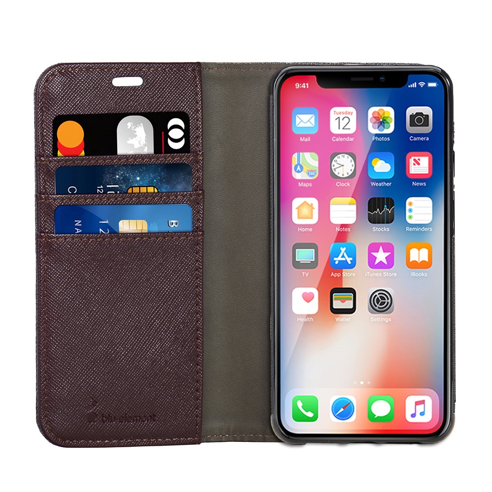 2 in 1 Folio Case Black/Brown for iPhone XS/X