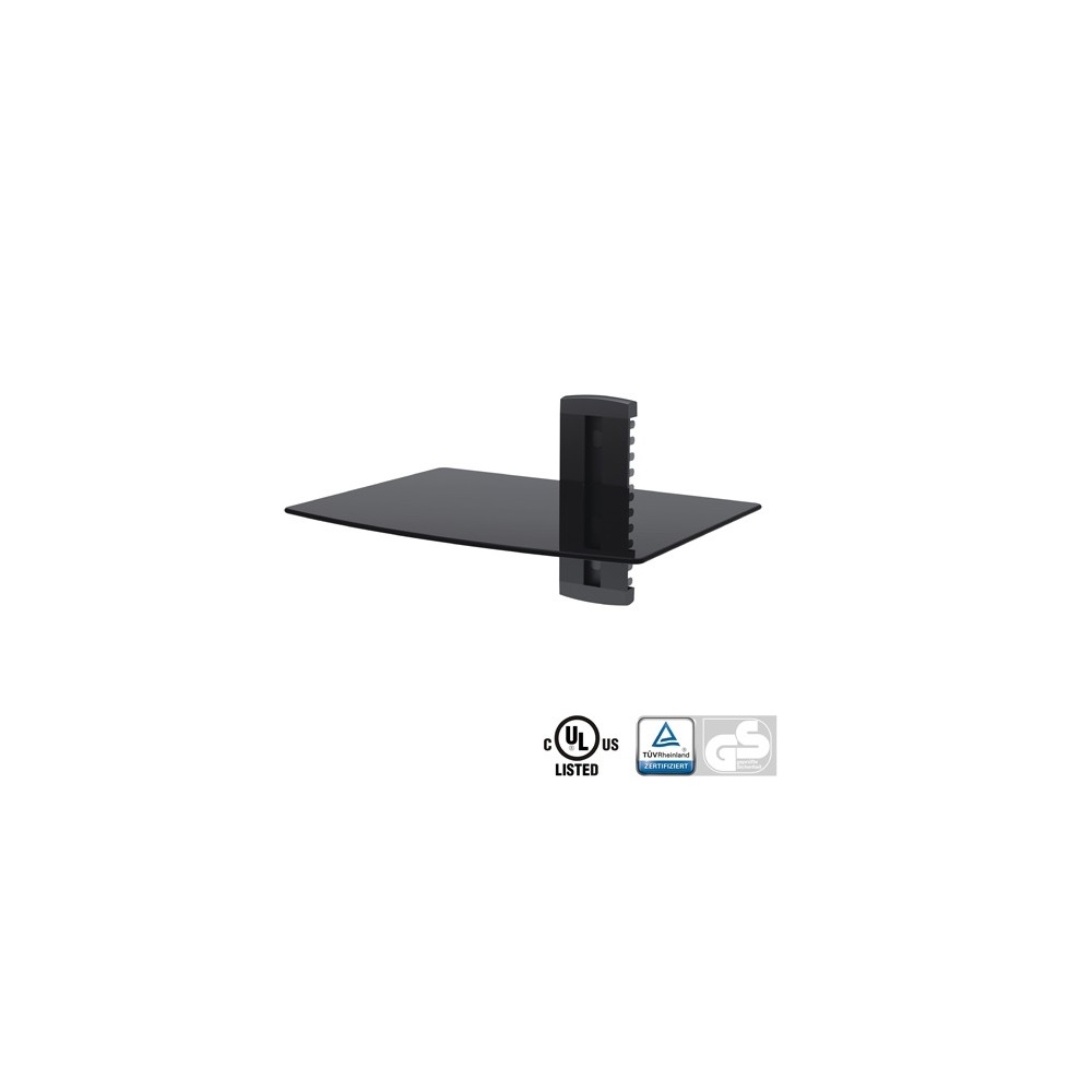 Support Mural Audio/Vidéo 1 Tablette en Verre - 280x380x400mm 8kg max