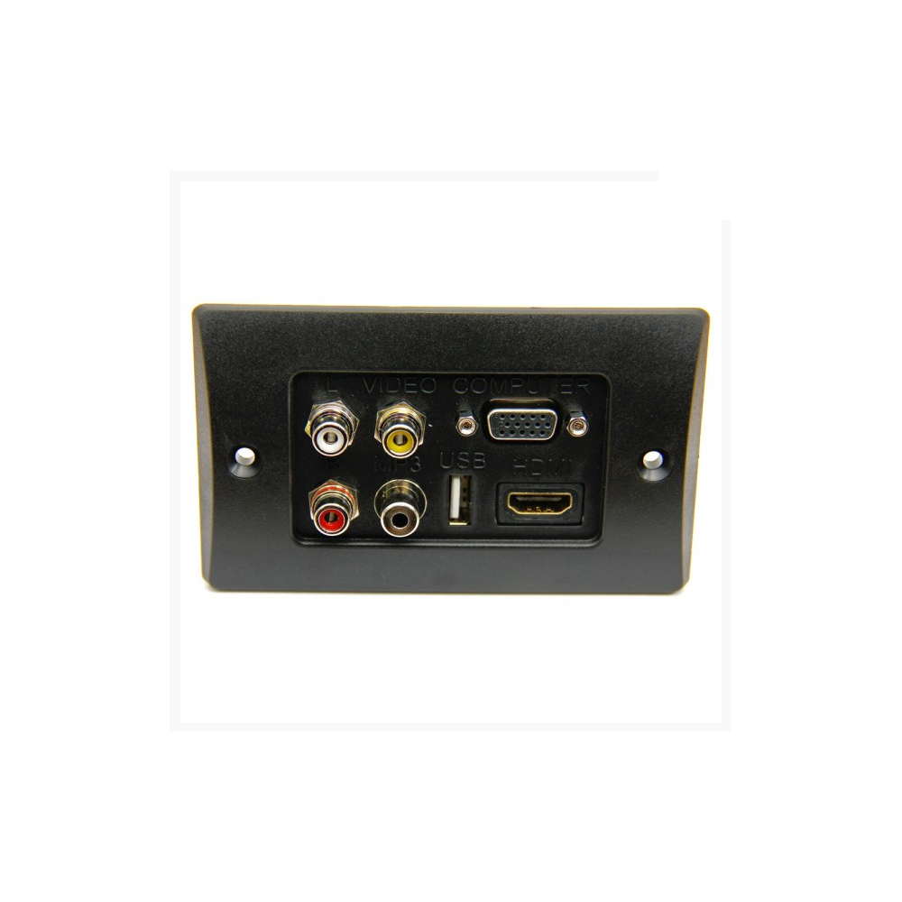 USB PORT + HDMI + VGA + AV + 3.5 Mini Stereo Female Plastic Wall Plate