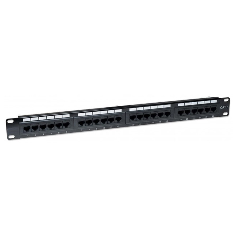 24 Port Cat6 Patch Panel 1u - Black