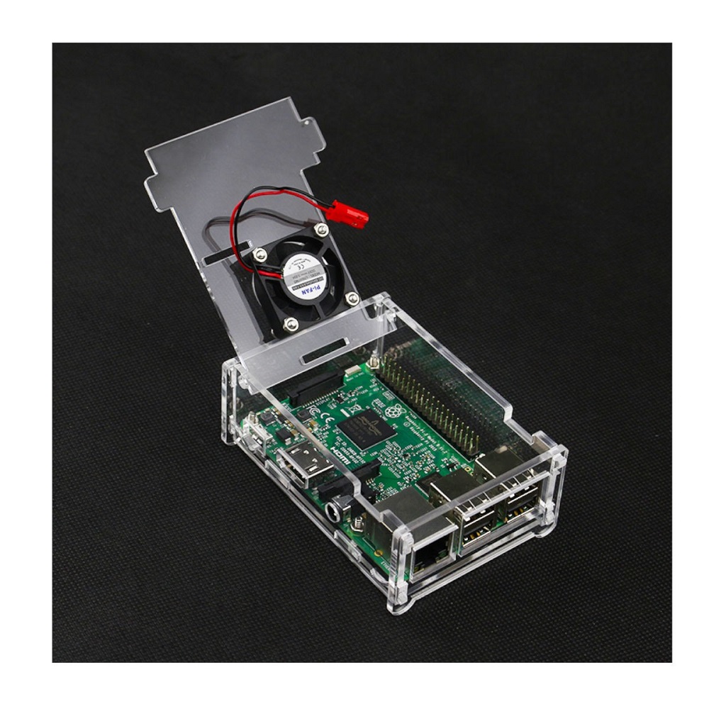 Acrylic Shell Compatible with Fan Installation for Raspberry Pi 3 Model B+