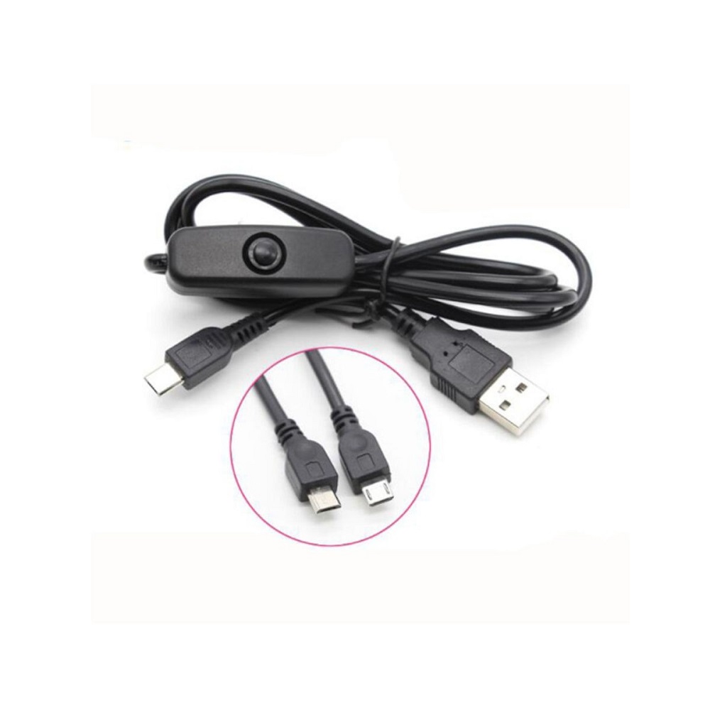 Câble USB à Micro USB 1m avec Interrupteur pour Raspberry Pi 3/ZERO W