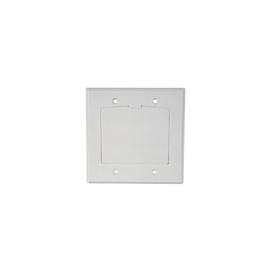 Double Gang Cable Pass Through Wall Plate with Swing Door - White