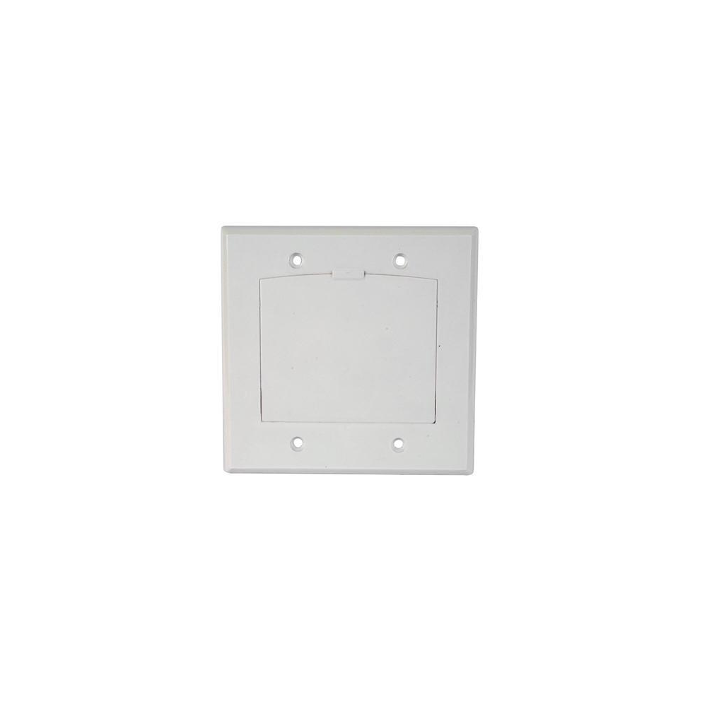 Plaque Murale Passe-Câble Double avec Porte Pivotante - Blanc