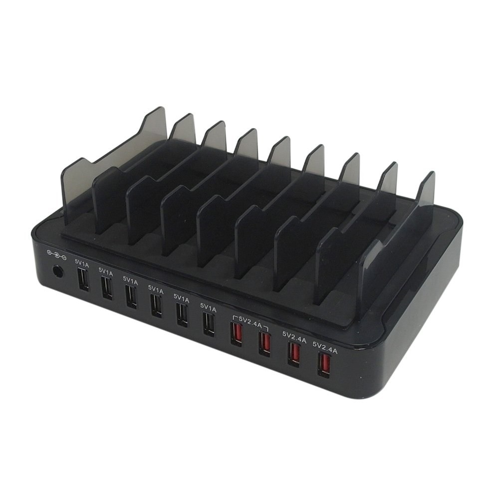 USB A 10-Port Smart IQ Power Station 19V 13.2A - Black