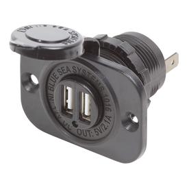 Dual USB Charger Socket with 12V Input - Black