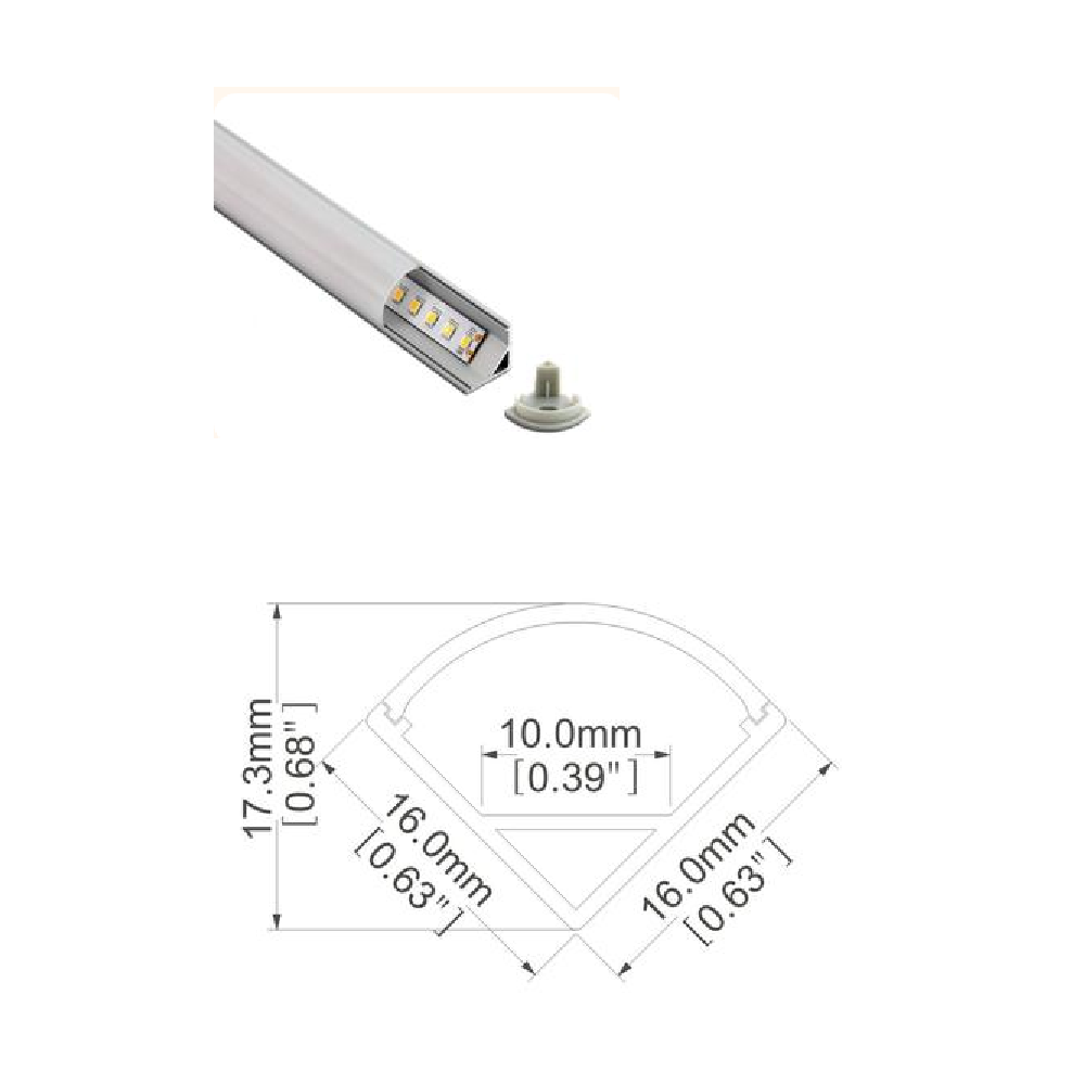 Rail d'Angle en Aluminium de 3m pour LED avec Couvercle Opaque