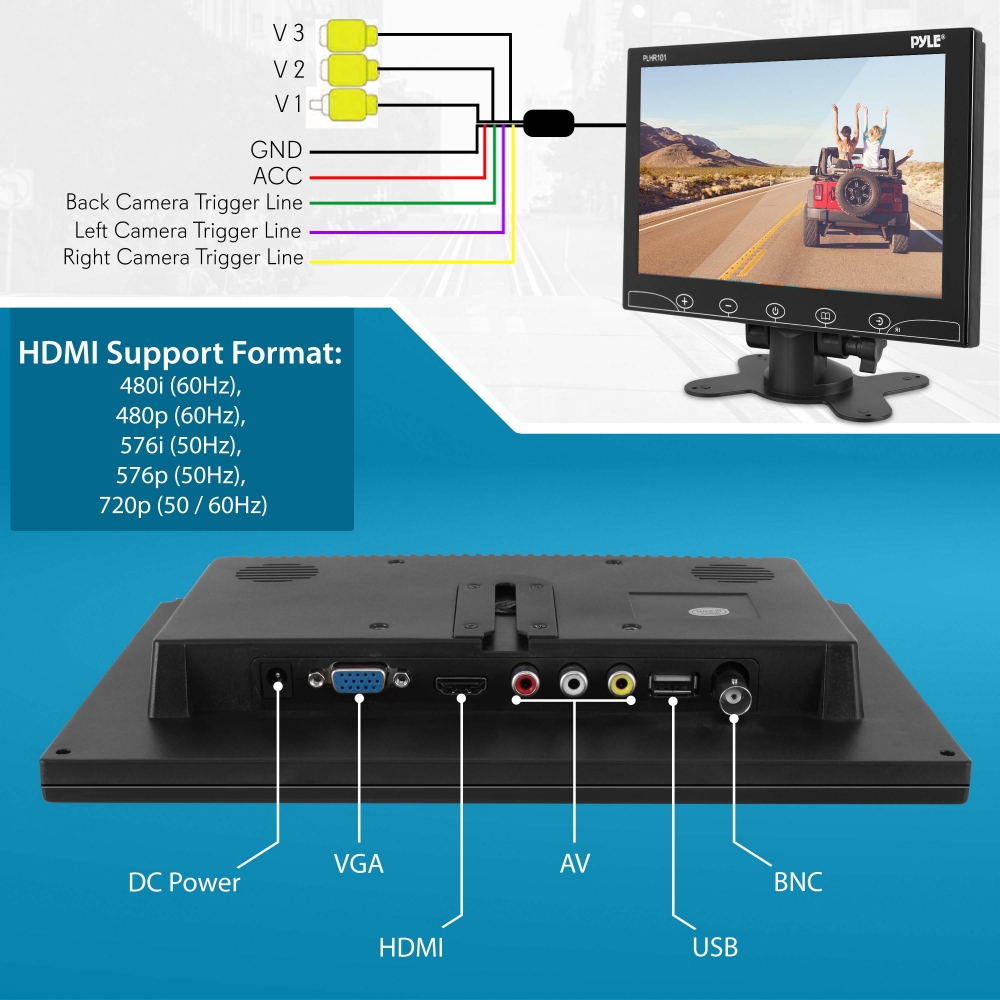 10' HD Video Screen Display Monitor with Built-in Speakers