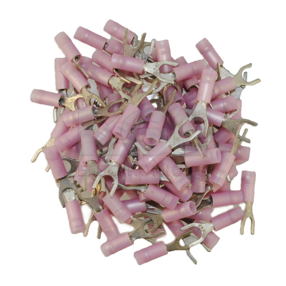 #10 22-16 Spade Terminals - Red, 100Pk