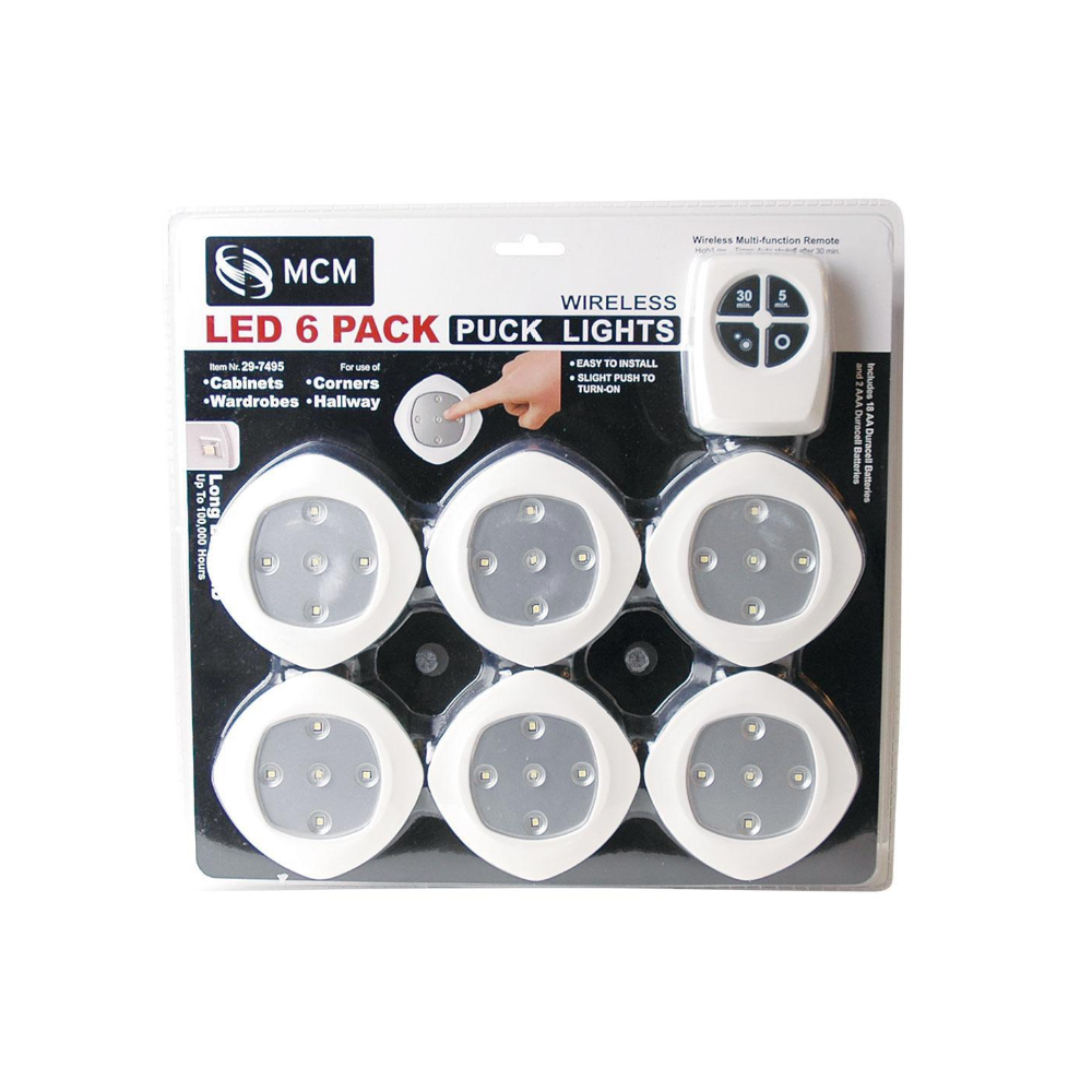 Lampes LED Sans Fil avec Télécommande et Piles - Pack de 6