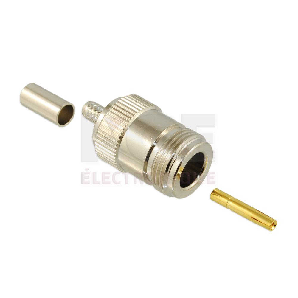Connecteur à Sertir Type N Femelle pour RG58 - 50 Ohms