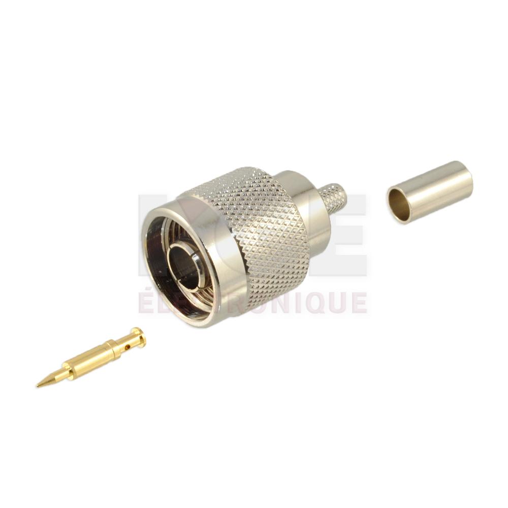 Connecteur à Sertir Type N Mâle pour RG58 - 50 Ohms