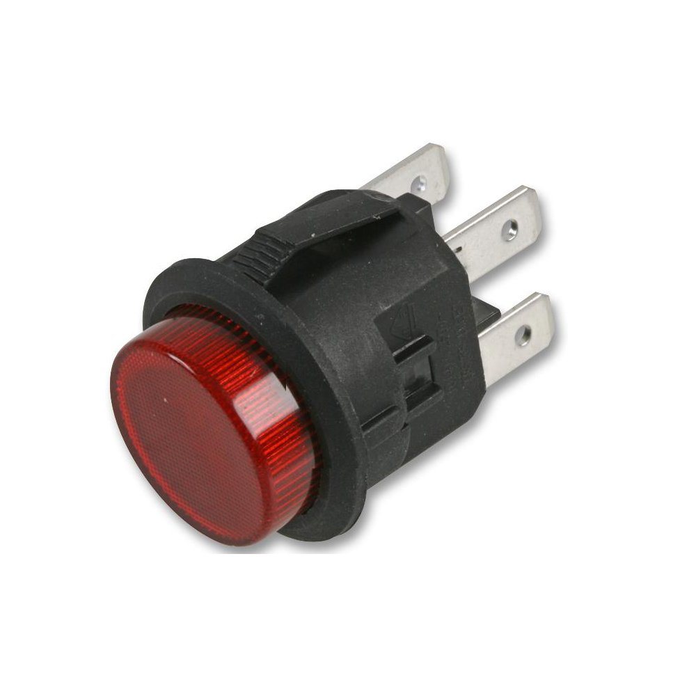 Interrupteur à bouton-poussoir unipolaire avec bouton rouge, trou de  montage Ø12mm - 250V 1A