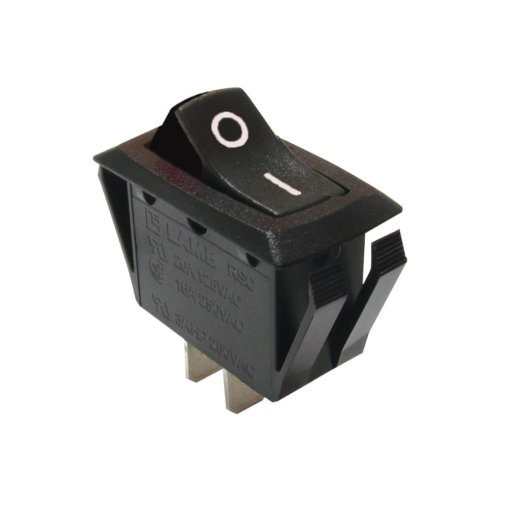Rocker Switch Non Illuminated SPST On-Off Black Panel Mount 20A 125V