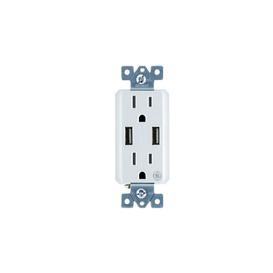 Réceptacle Mural 2 Prises + 2 Ports USB