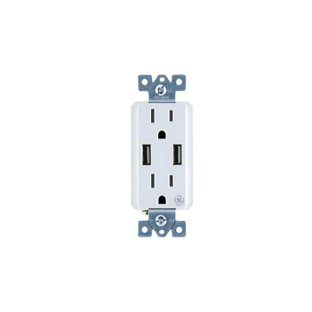 USB Charging in Wall Receptacle 2 Outlets + 2 USB