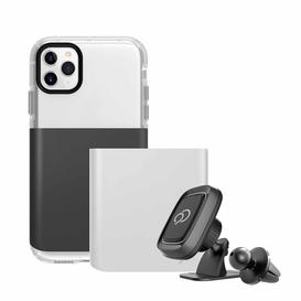 Étui Ghost 2 Pro avec Support Voiture Gunmetal Gris/Blanc Pur pour iPhone 11 Pro Max