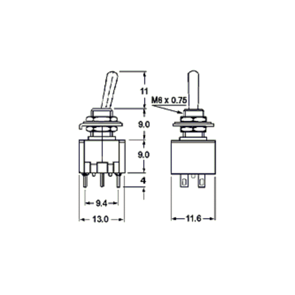 DPDT Miniature Toggle Switch ON/-/ON