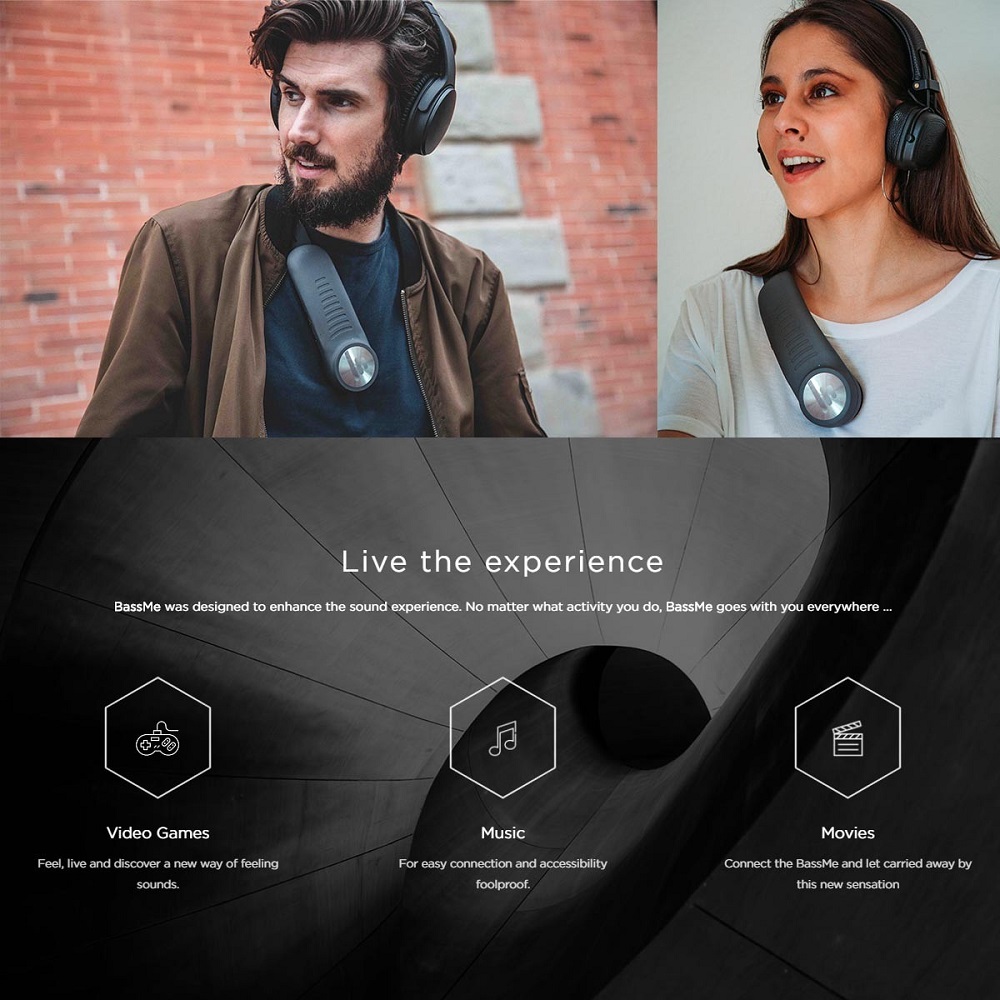 BassMe Wearable Subwoofer for Music / Gaming / VR Kit, Soundwave and Vibration Technology, Bluetooth