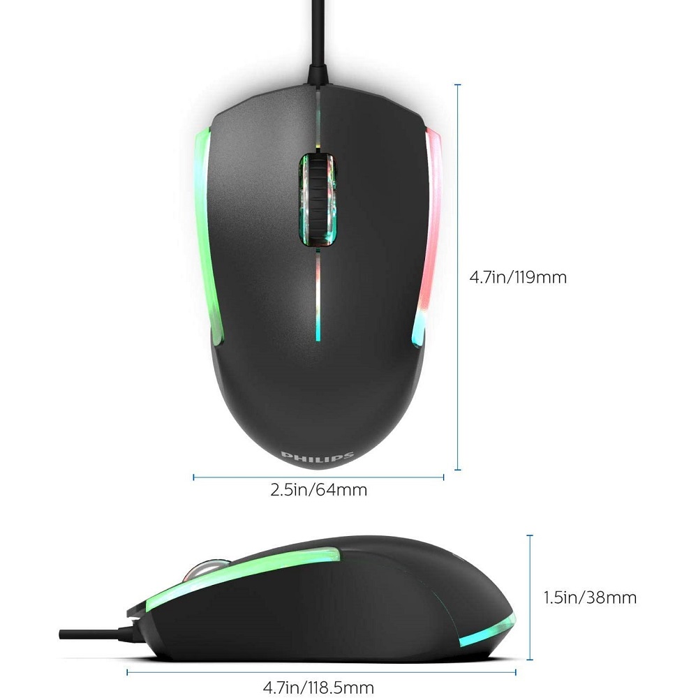 Souris USB Gamer Philips avec Ambiglow RGB FX 1200dpi