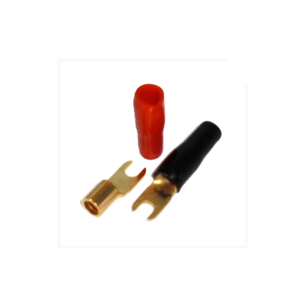 Gold Fork Solderless / Crimp Terminal 8 AWG #10