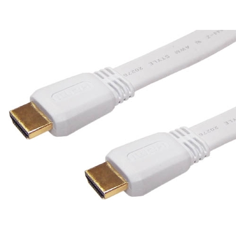 Premium HDMI 1.4 High Speed w/Ethernet Cable - Flat White, 6'