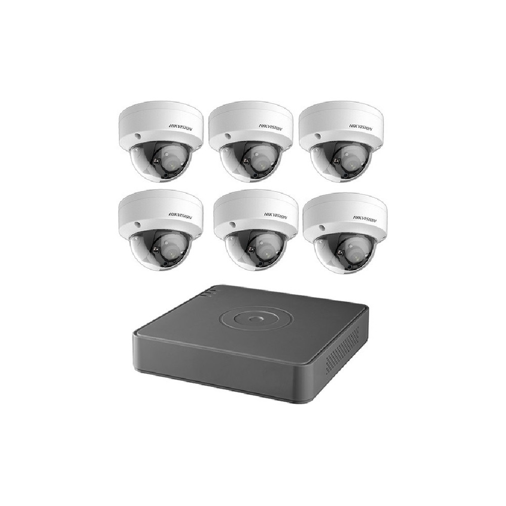 Hikvision TurboHD 8Channel 1080p DVR with 2TB HDD and 6 1080p Outdoor Dome Cameras Kit Alarm