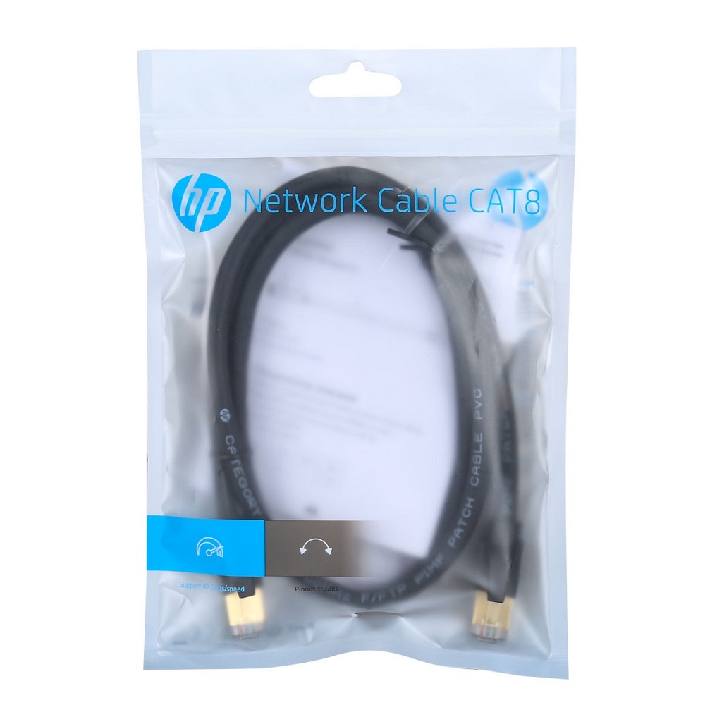 Ethernet Cable Cat8 F/FTP, 2000MHz, 40Gbps, RJ45 Computer Networking Cord, Black