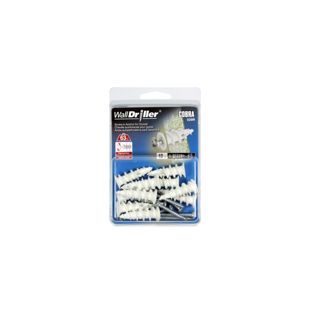 10-Pack - Anchors with Screws #8 Zinc