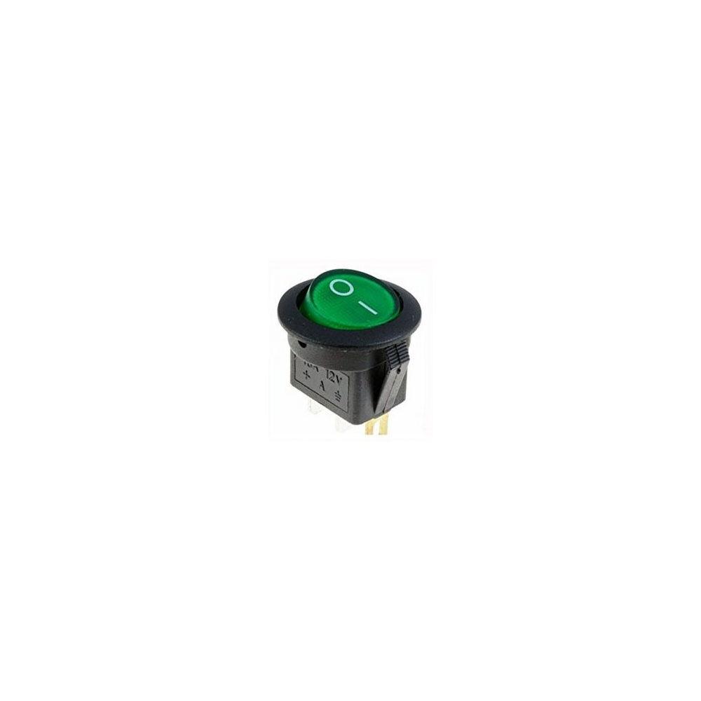 Interrupteur à Bascule SPST Illuminé 12VDC 10A Vert ON/OFF