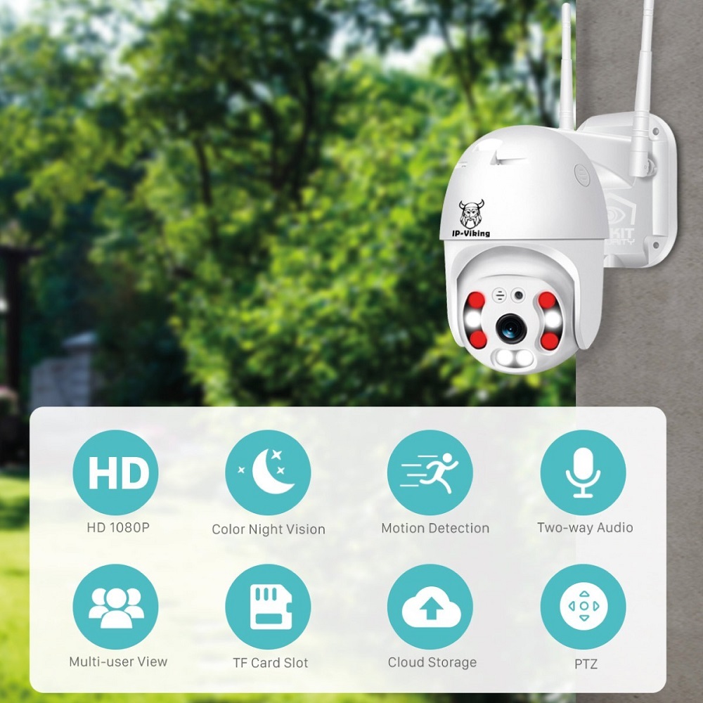 Outdoor IP Security Camera, Wi-Fi, Micro SD Card, Infrared, Night vision 2 MP 1080P Night light Cloud Storage