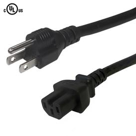6' NEMA 5-15P to IEC C15 Power Cable - 14AWG SJT