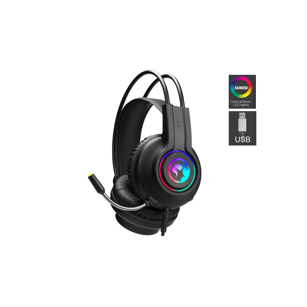 Casque Gamer USB Stéréo DEL Rainbow Marvo HG8935