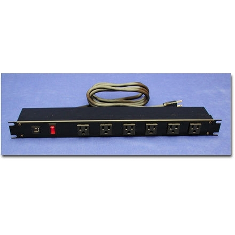 Barre d'Alimentation 15 A pour Cabinet (90°) - Noire, 6 Prises, Fil 6', Interrupteur On/Off