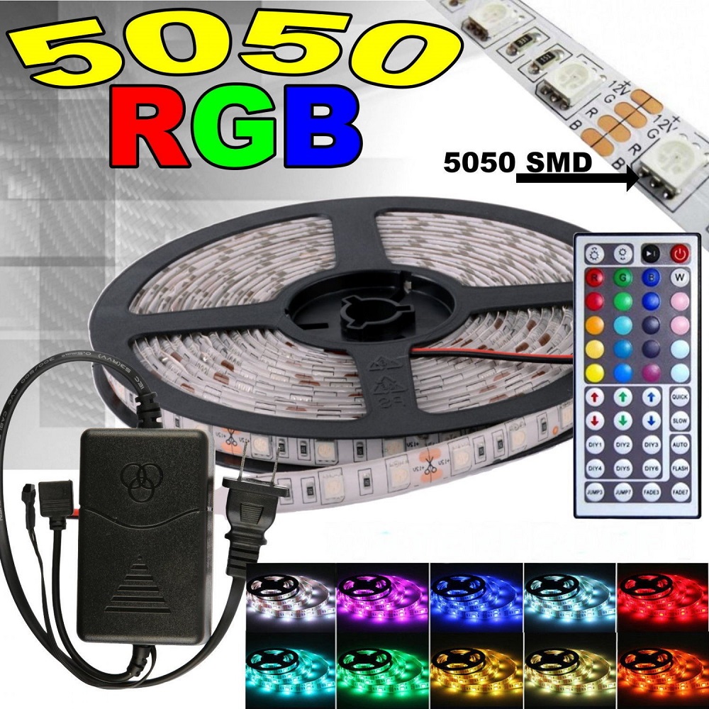 5m RGB 5050 LED Strip Kit with Controller and Certified cUL Power IP65