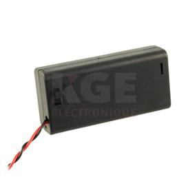 Porte-Batteries pour 2 Batteries AA avec Couvercle, Interrupteur On/Off et Fil 6