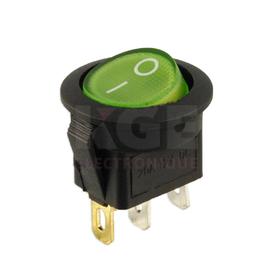 Lighted Snap-In Round SPST 12 VDC Green Rocker Switch ON/OFF