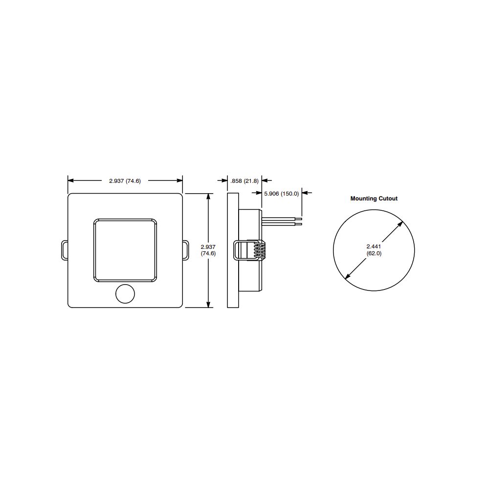 Square LED Interior Lights 2.5W - Cold White