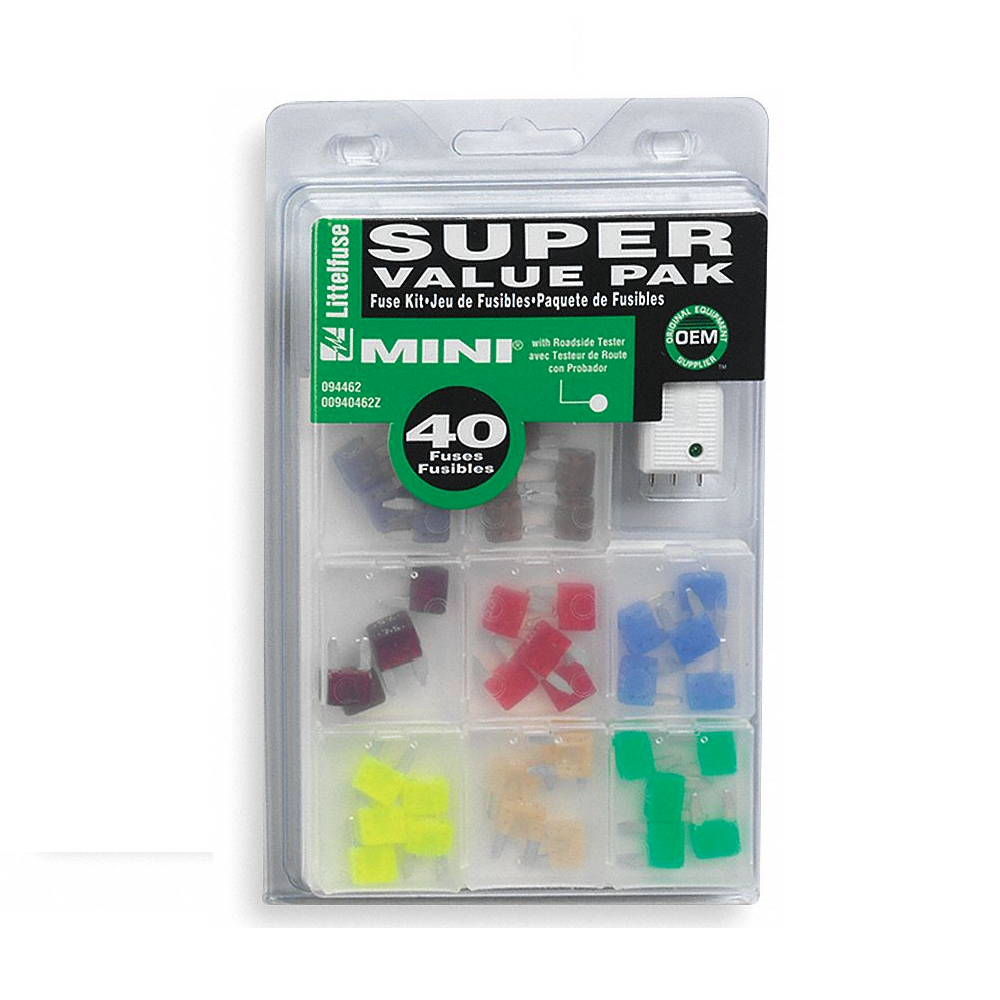 Pack of 40 Mini Fuses With Road Tester