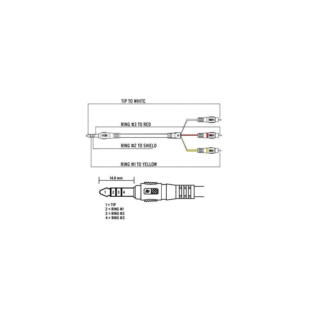 Cable audio/vidéo 3.5mm 4 Conducteurs 5 pouces