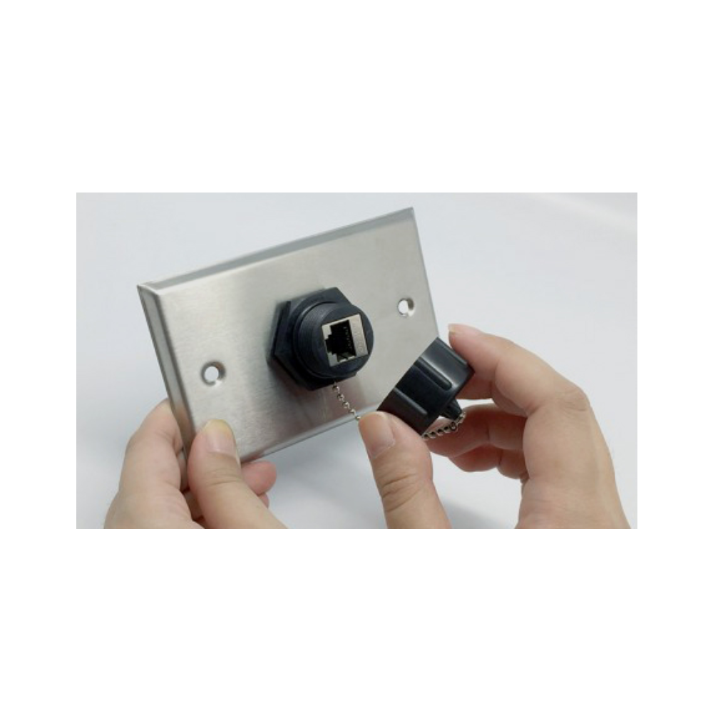 Shielded Female RJ45 Chassis Mount Connector - CAT5e- 110 punchdown - IP68 waterproof