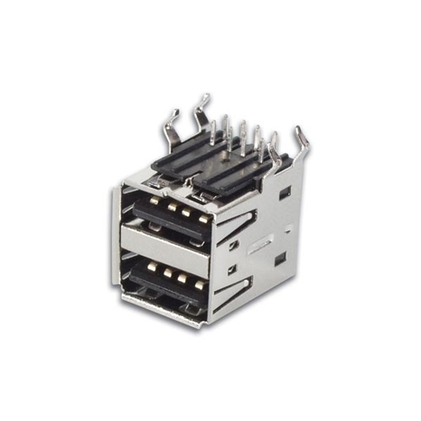 USB A Femelle, Double Connecteur 90°, pour Circuit Intégré