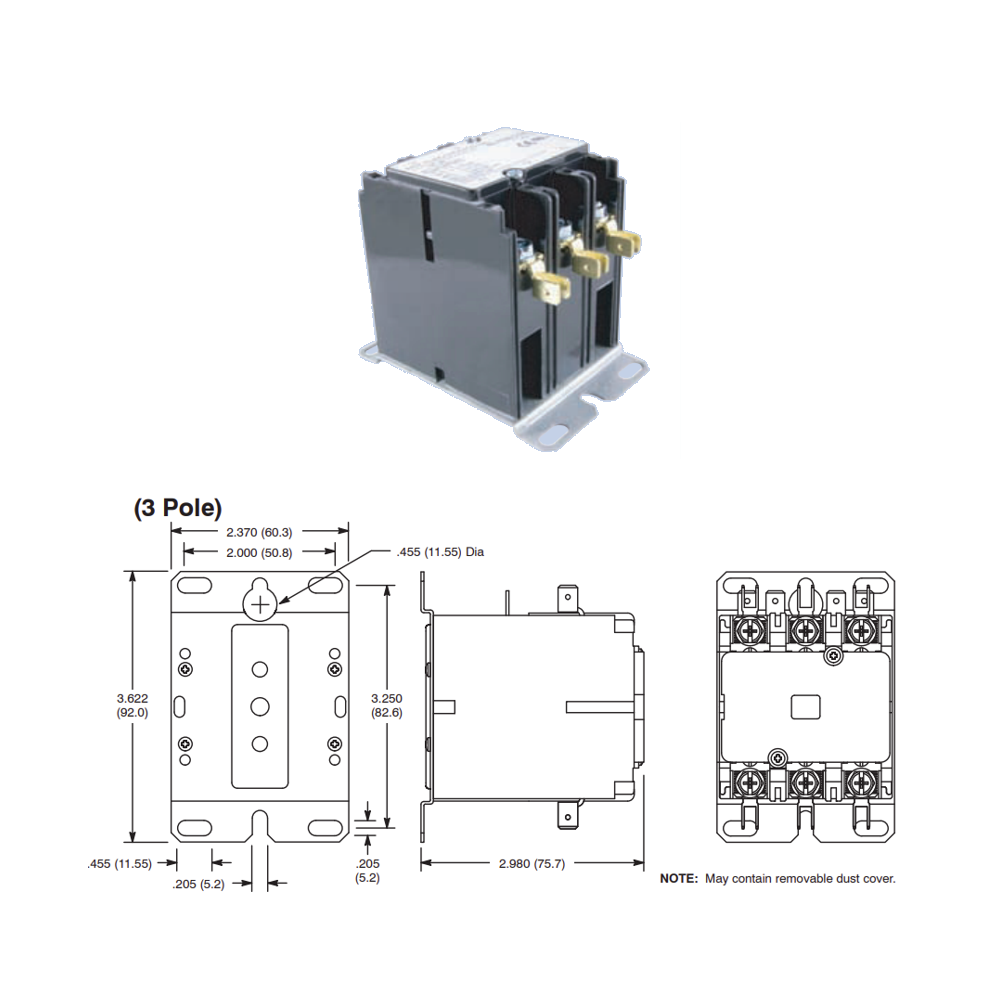 Contactor 3 Poles 24VAC 30A 3PST-NO
