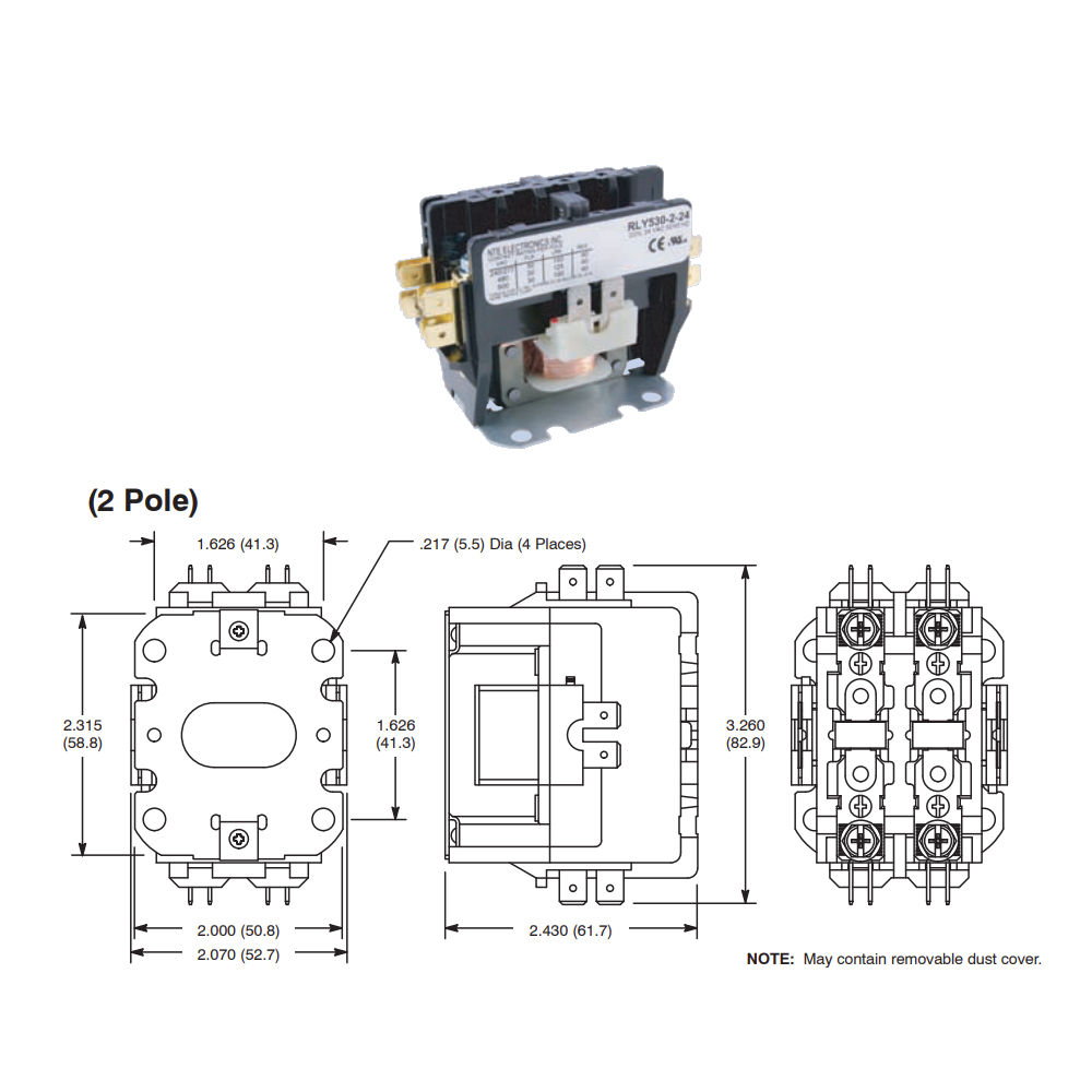 Contactor 2 Poles 24VAC 30A DPST-NO