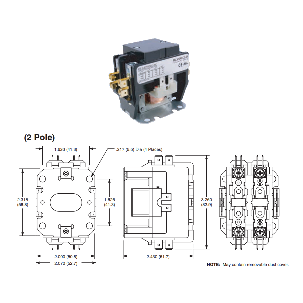 Contactor 2 poles 24VAC 40A DPST-NO