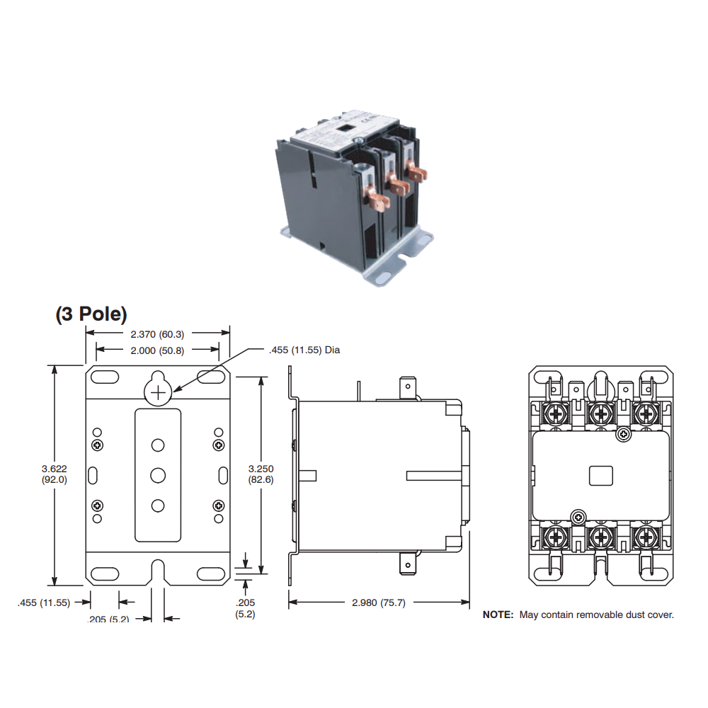 Contactor 3 poles 24VAC 40A 3PST-NO